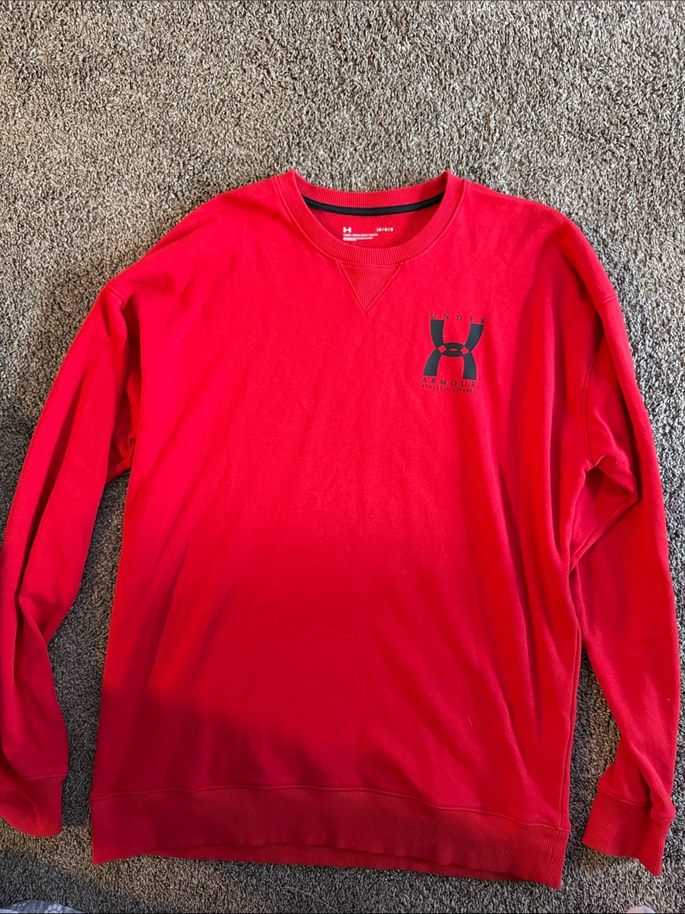 Under Armour Red Pullover Sweatshirt with Black Logo